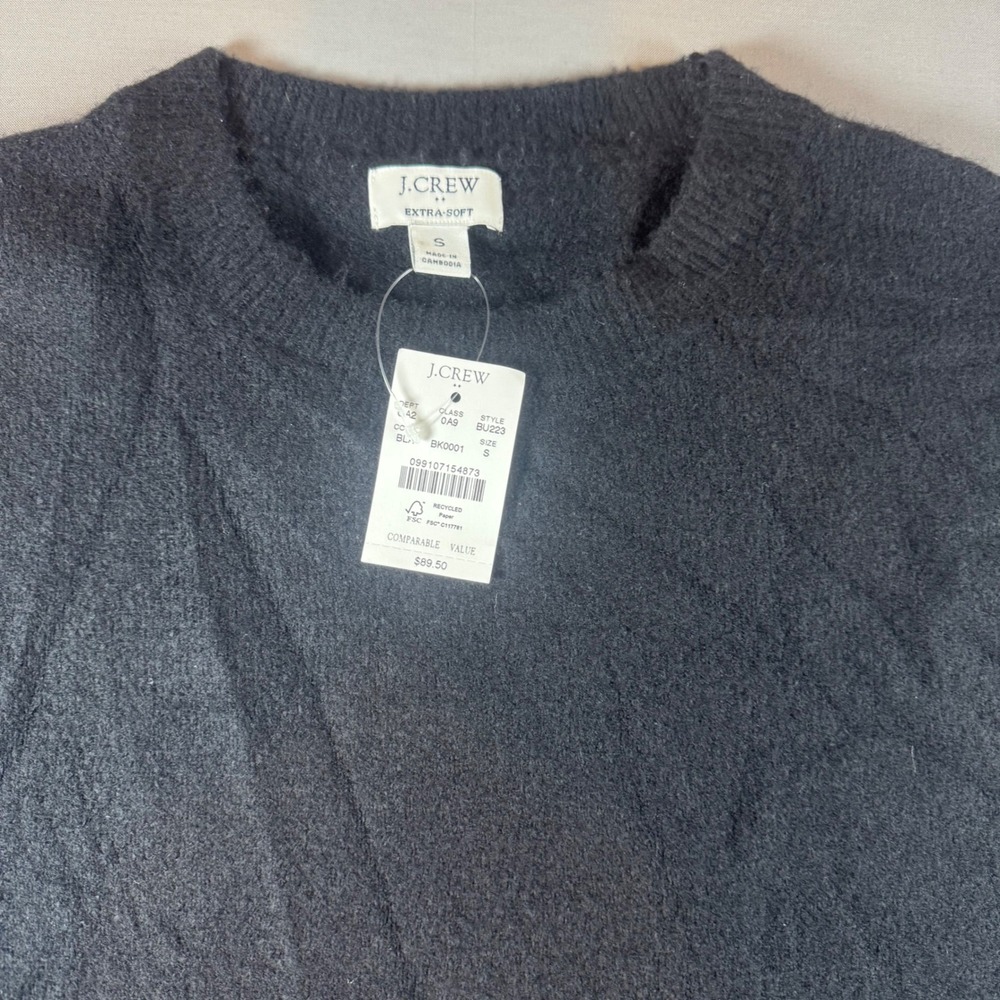 J.Crew Extra-Soft Black Crewneck Sweater Women Small BU223 New With Tags